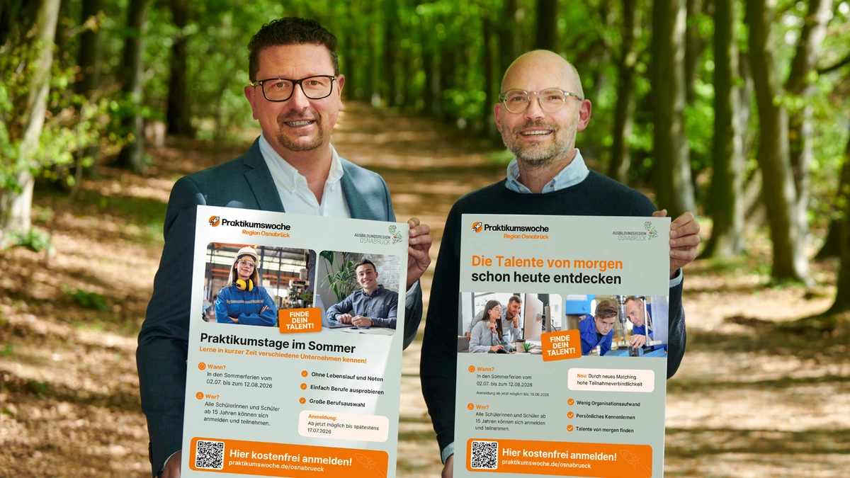 MaßArbeit-Vorstand Lars Hellmers (li.) und WIGOS-Geschäftsführer Peter Vahrenkamp rufen gemeinsam Unternehmen und Jugendliche zur Teilnahme an der Praktikumswoche auf.